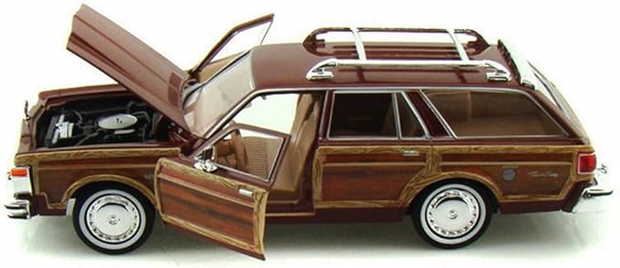 1979 Chrysler Lebaron Town &amp Country Wagon Red with Woodie Siding Motormax 73331-1/24 Scale Diecast Model Car