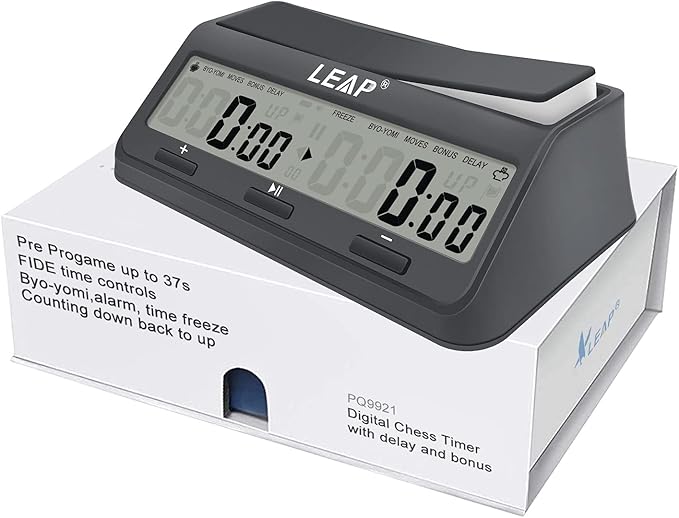LEAP Chess Clock 9921 Updated Programme Byo-yomi Delay Bonus with Large Screen