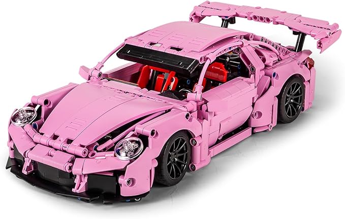 Pink Sports Car Building Blocks Set Toy Collectible MOC Car Model Building Blocks for Adults and Kids (1388 PCS)
