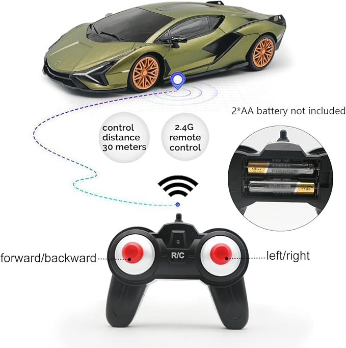 QUN XING Remote Control Car 1:24 Officially Licensed 2.4GHZ Rc Cars Lambo Sport Racing Toy Car for Kids Boys 4-7 Years Birthday Gift Green