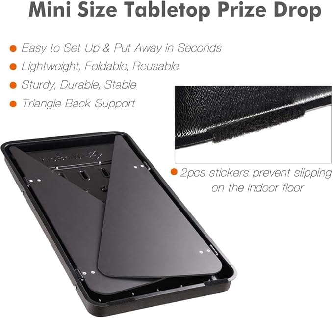 25X14 Prize Drop Plinko Board Foldable Stand with 8 Playing Pucks Tabletop Penny Drop Game for Carnival Trade Show Live Stream Party