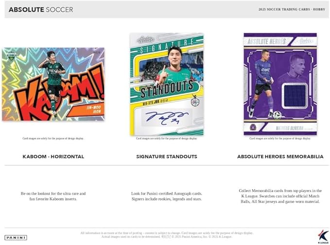 2025 Panini Absolute K League Soccer Hobby Trading Card Box (3 Autograph or Memorabilia Cards Per Box)