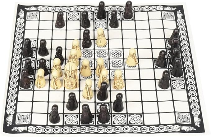 Hnefatafl Board Game - Viking Chess Set - The Masters Edition with Cloth Board and Detailed Resin Pieces - Two Player Strategy Board Game