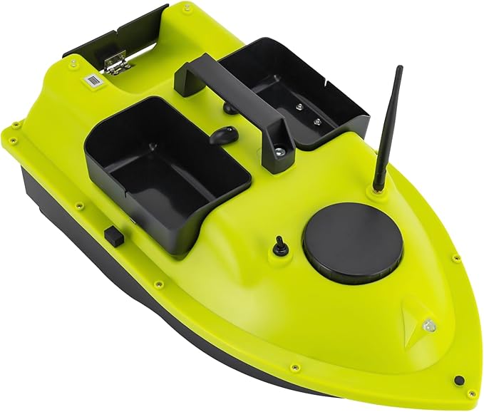 RC Bait Boat 600m/1968ft Long-Distance Control Surf Fishing Bait Boat 4.4LBS Loading Capacity with Dual 5200mAh Battery and LCD for Lake/Ocean Angling Auto Navigation (Green)