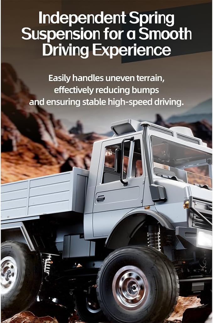Helixsun All-Terrain Off-Road RC Transport Truck (Grey) 1/18 Scale 6WD 15KM/H Remote Control Transport Truck Vehicle Model Gift for Adults -RTR