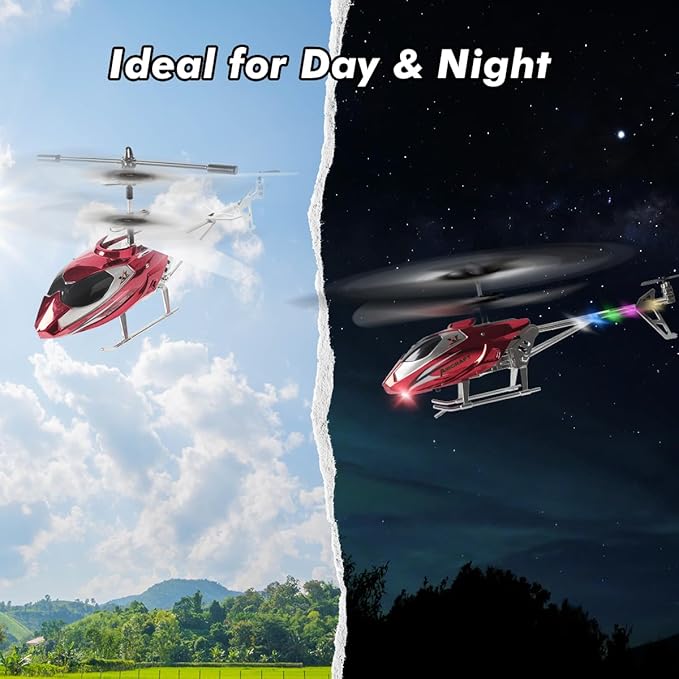 VATOS RC Helicopter for Boys 2.4G Remote Control Helicopter with LED Light for Kids 12+ Years Old Fixed Height One-Key Take-Off Indoor RC Planes Ideal Festival Gifts for Boys Adults