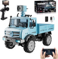 RC Military Truck 1:16 Scale Remote Control Car with Camera All Terrain Rock Crawler Off-Road Truck 2.4GHz Army Transport Vehicle with Rechargeable Battery for Adults Blue