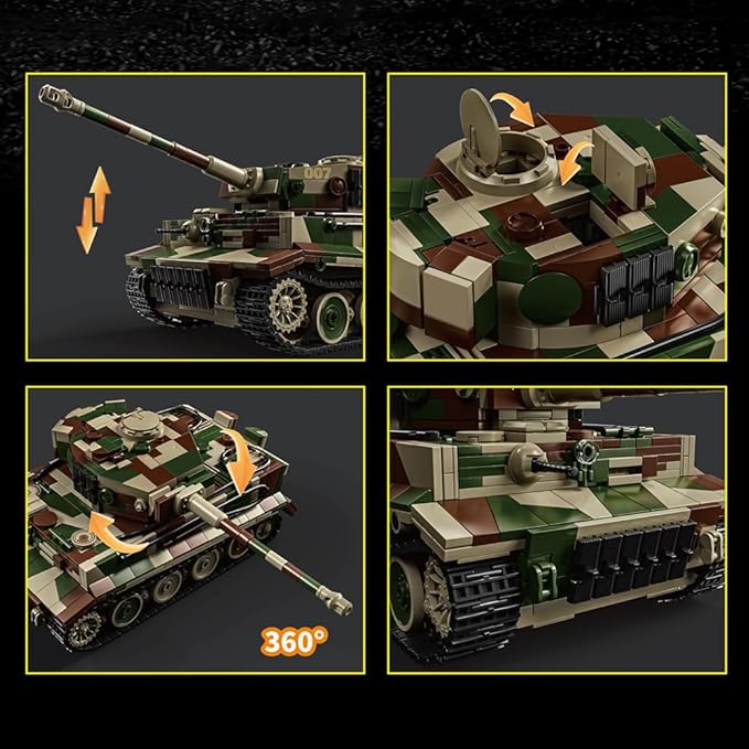 39061 German Tiger Tank No. 7 Building Block Set 1603 Pieces Military 1:28 Scale Tank Model Toys Ideal Gift for Room Decoration or Collection