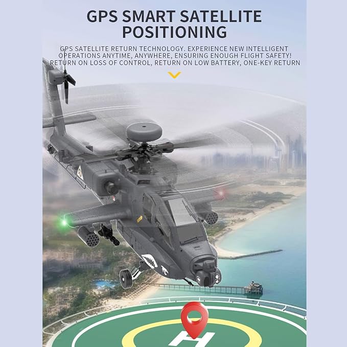 1/32 F11-S AH64 Apacche RC Helicopter 2.4G 6CH RC Dual-axis Co-Drive Flybarless 6G/3D Stunt Airplane Model with GPS and Camera (RTF Version)
