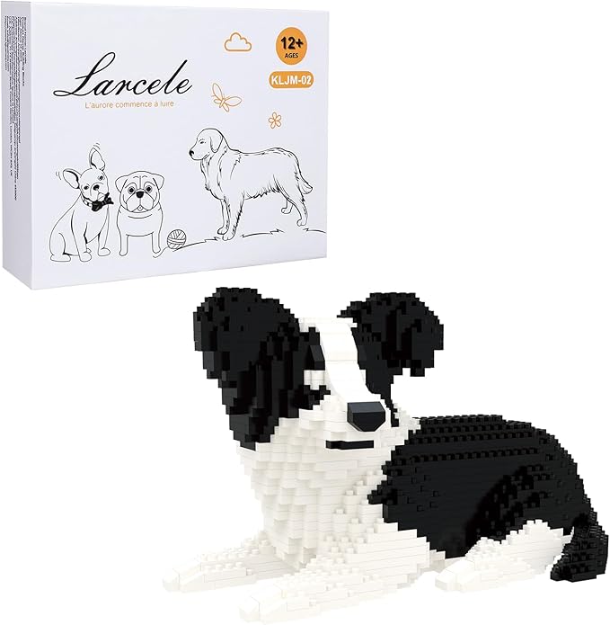 Larcele Micro Building Blocks Set DIY Mini Building Toy Bricks for Age Over 12 Years 918 Pieces KLJM-02 (Border Collie 2)