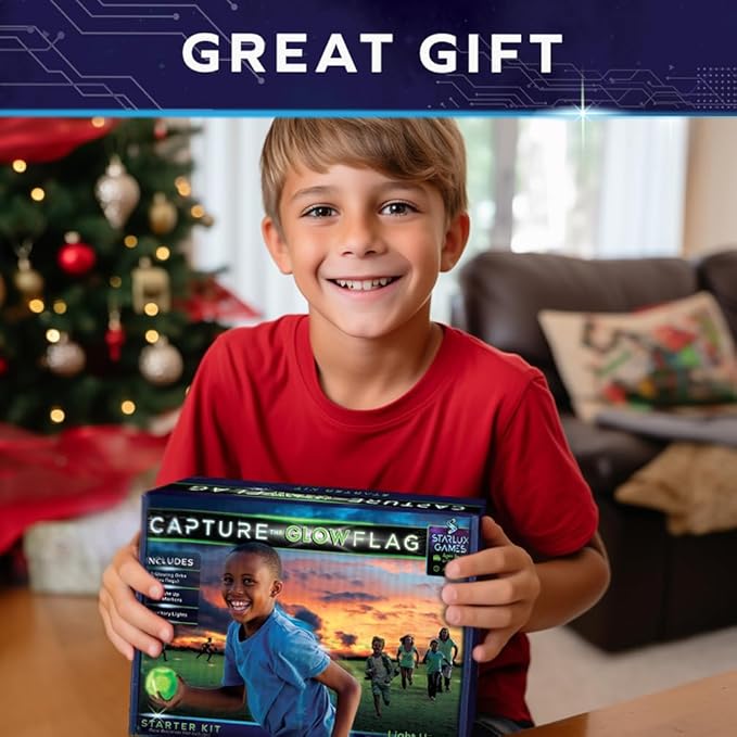 Glow in The Dark Capture The Flag Game - Starter Set | Ages 8+ | Glow in The Dark Outdoor Toys | Outdoor Games for Kids 8-12+ | Flag Football Gifts &amp Boys Birthday Gifts | Glowing Excitement!