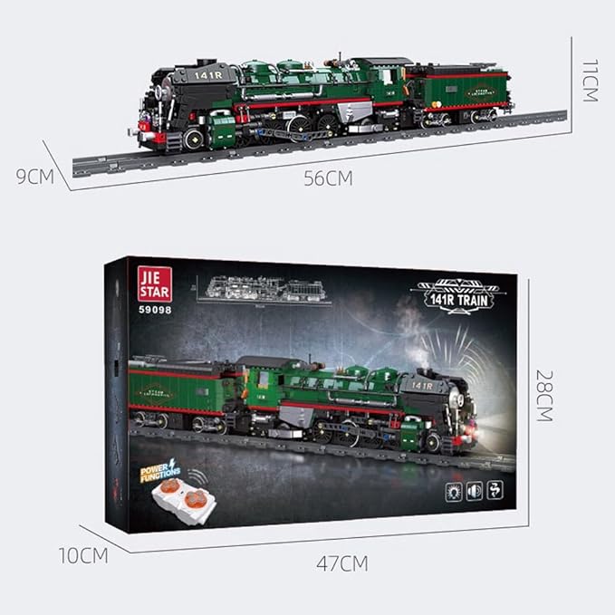 French 141R Steam Locomotive Building Bricks Set -Retro Steam Train Building Toy Sets Large Locomotives Display Toy with Train Tracks for Adults (1782 PCS)