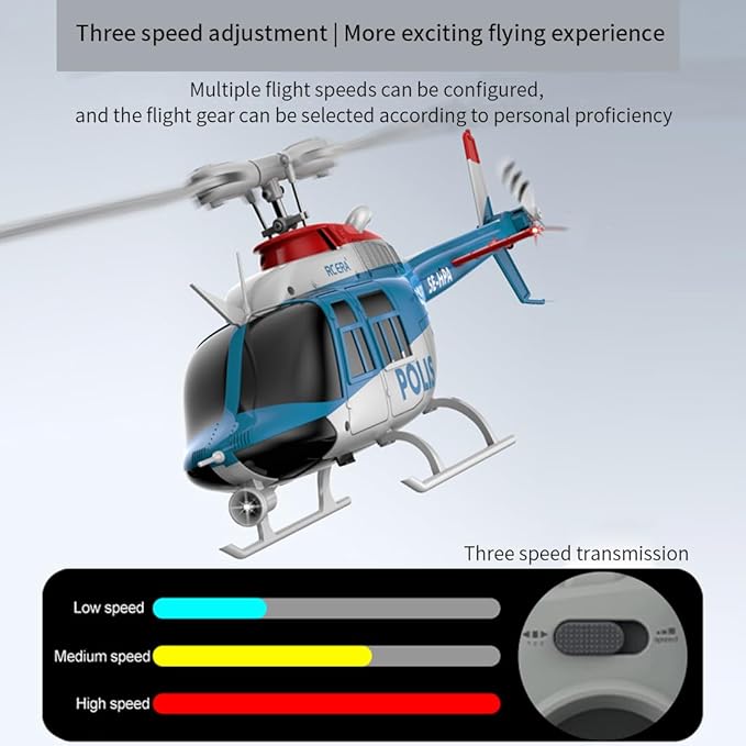 RC ERA 1/33 Scale C138 Pro Bell 206 RC Helicopter 2.4G 6CH 6-Axis Gyro Flybarless Heli with Optical Flow Upside Down 3D Rolling One-Key Takeoff(4 Battery)