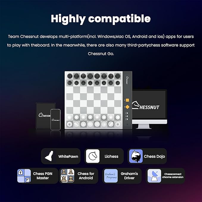 Chessnut Go Ultimate Portable Travel Electronic Chessboard with Full Piece Recognition and Strong Magnetic Adhesion - Perfect Desk or Travel Size（Orange）