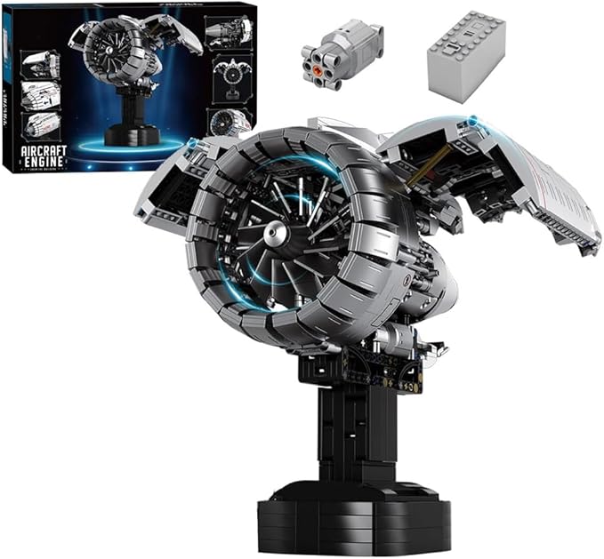 Aircraft Turbofan Engine Building Blocks Set for Adults - Powered Model with Motor STEM Engineering Toy Gifts for Builders (1786 Piece)
