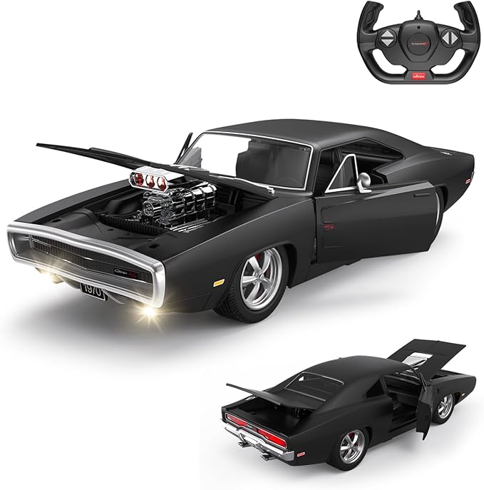 RASTAR RC Cars 1:16 Fast &amp Furious 1970 Dodge Charger R/T Remote Control Car Toy Muscle Cars for Boys Matt Black 2.4G