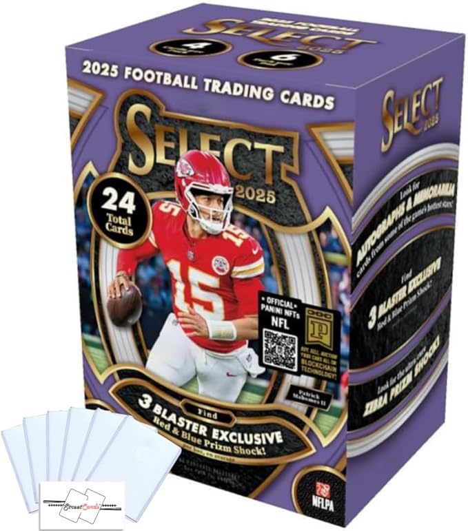 2025 Select Football Blaster Box with 24 Trading Cards + 6 Toploaders and StreetCards Magnet!