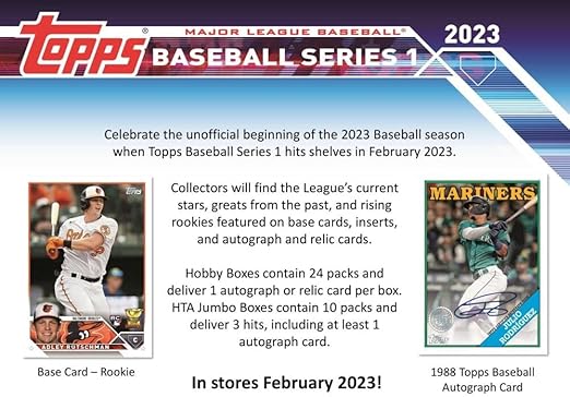 2023 Topps Series 1 Baseball Jumbo Box (10 Packs/46 Cards: 1 Auto 2 Silver Packs)