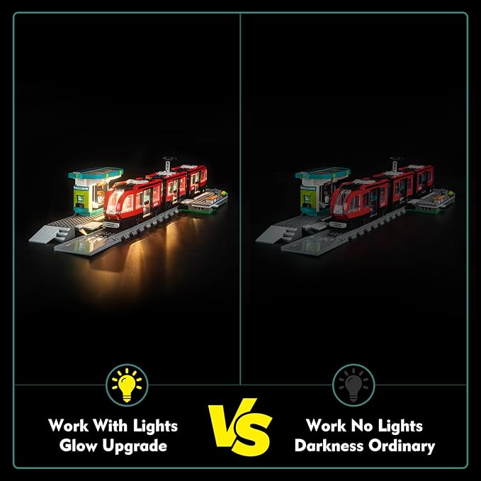 LED Light Kit Compatible with Lego 60423 Downtown Streetcar and Station (No Models Only Light) Creative Lighting Set Accessories Compatible with Lego 60423 Set