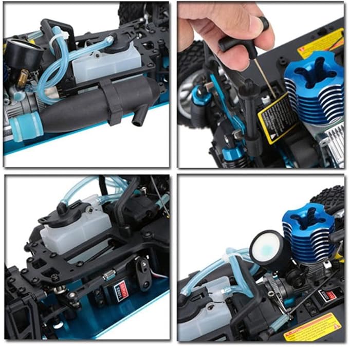 Nitro RC Cars 1/10 Two Speed Nitro Gas Power Car for Adults - Fast Drift 4WD 80KM/H Metal Chassis Gas Off Road Short Course Truck (Black)