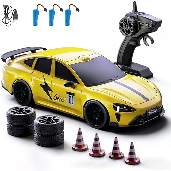 2.4GHz RC Drift Car 1:20 Scale Remote Control Car with LED Lights 4WD High Speed RC Vehicle Gift for Adults Racing &amp Drifting Tires