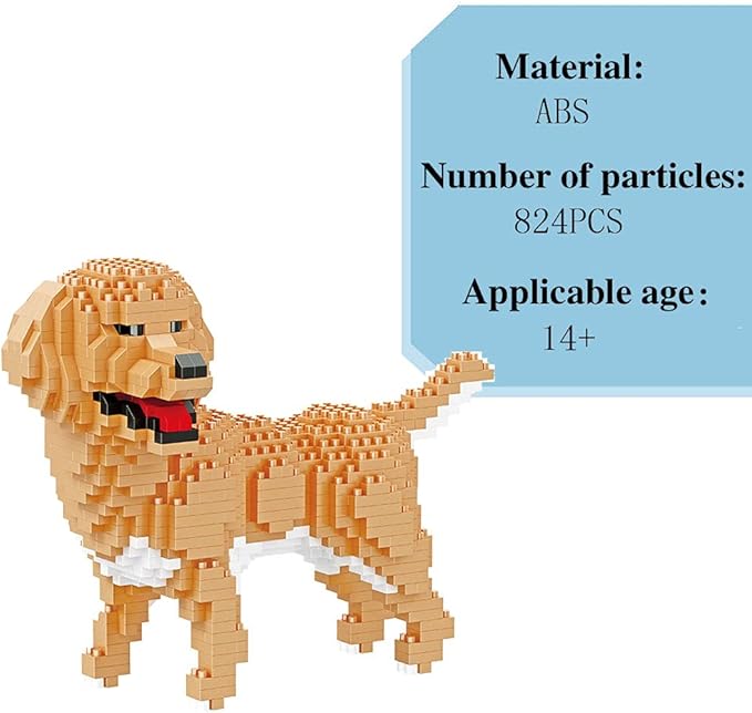Mini Dog Building Blocks 3D Puzzle Building Blocks Set Toys Gifts for Kids or Adult (Golden Retriever 824PCS)