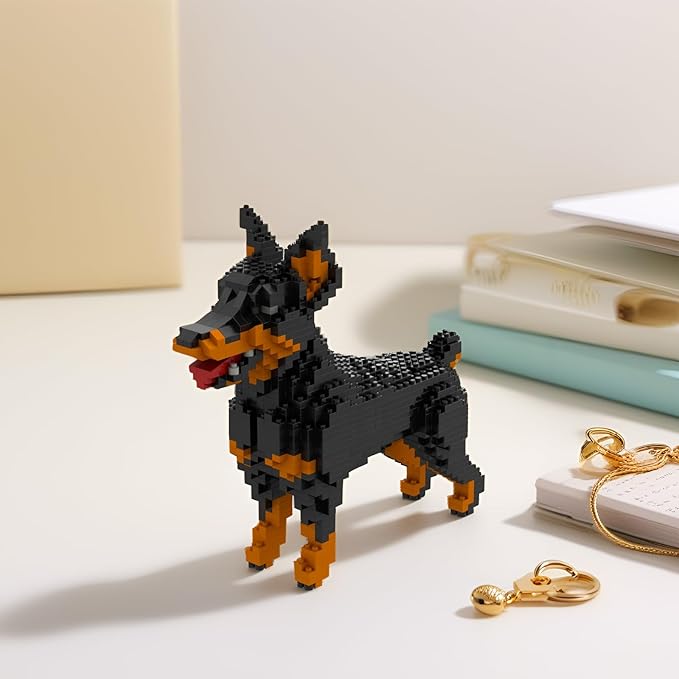 Larcele Micro Building Blocks Animal Set DIY Mini 3D Building Toy Bricks957 Pieces KLJM-05(Dobermann)
