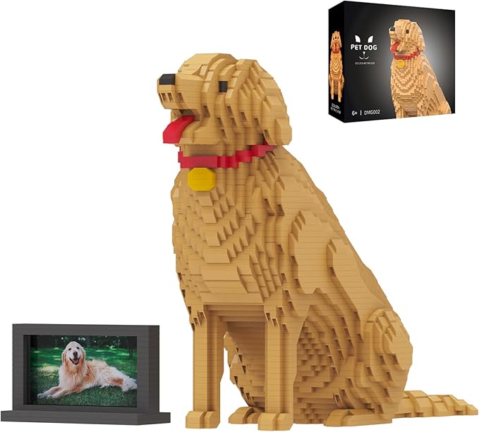Animal Dog Adorable Pet Golden Retriever Micro Building Blocks Set (3024 Pieces) with Secret Hidden Storage Box Inside! Ideal Toy for Dog Lovers Kids &amp Adults