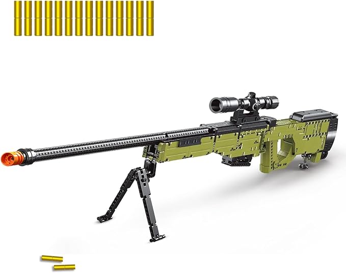 Sosuy Building Block Gun Sets AWM 1:1 DIY Shootable Sniper Model Guns Army Toys for Adult Teen Boys Birthday Gifts for Men Kids Age 8+ Realistic Bricks Collection for Military Fan 1628PCS