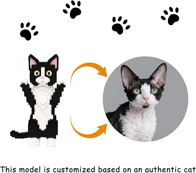 Larcele Micro Building Blocks Set DIY Mini Building Toy Bricks for Age Over 12 Years 1227 Pieces KLJM-05 (Devon Rex Cat)