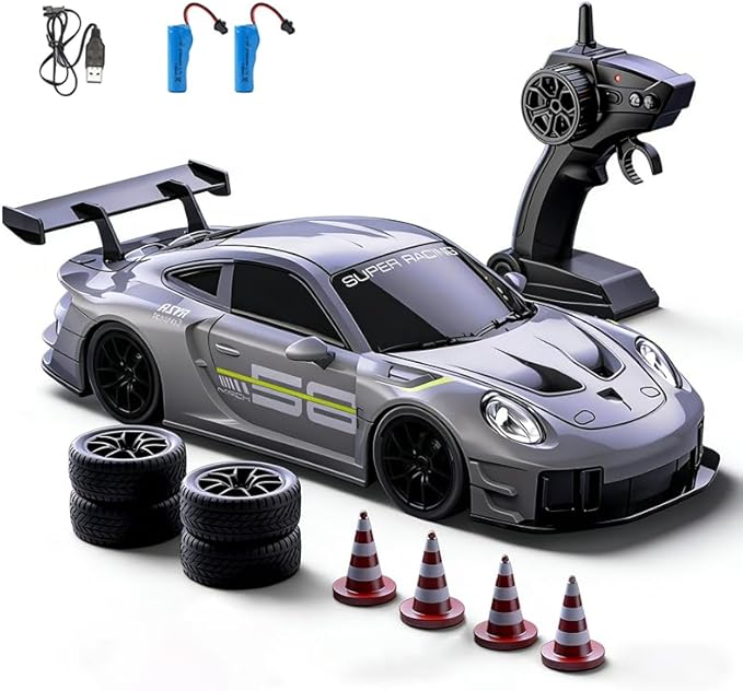 2.4GHz RC Drift Car 1:20 Scale Remote Control Car with LED Lights 4WD High Speed RC Vehicle Gift for Adults Racing &amp Drifting Tires