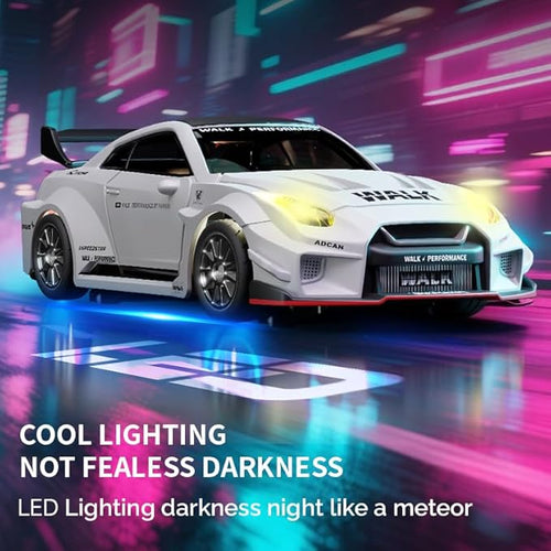 1:43 RC Drift Car D43-02 - 2.4G Full Proportional 4WD Alloy 20KM/H High Speed RC Racing Car with Gyro Silent Bearings Adjustable Speed &amp Lighting(Q10/Gray/D43-02)