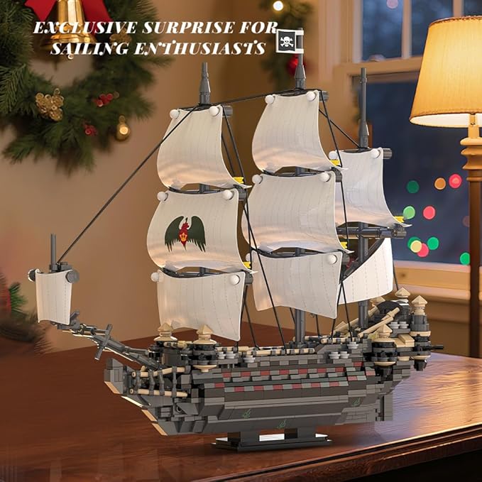 39087 Ghost Mary Pirate Ship Building Block Model Kit 1055 PCS Display Sailing Vessel for Adults