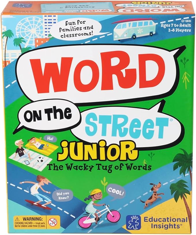 Educational Insights Word on the Street Junior - Family Board Games for Kids and Adults Word Game to Teach Vocabulary and Spelling  Fast-Paced Kids Games for Family Game Night