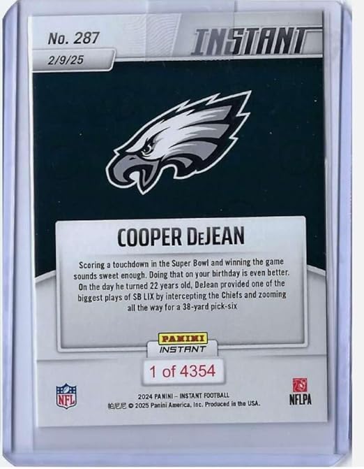2024 Panini Instant #287 Cooper DeJean RC Rookie Card Super Bowl Pick 6 - He's not a safety