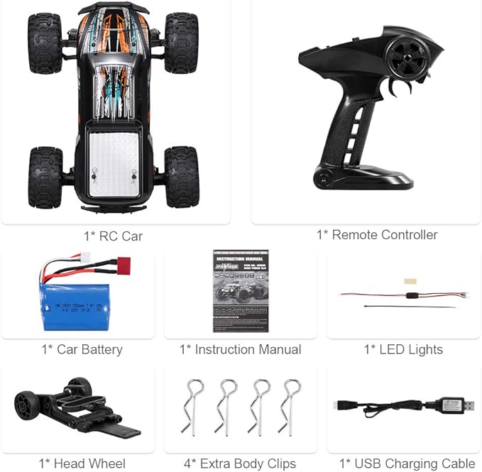 GoolRC 16889A RC Car 1:16 Scale Remote Control Car 4WD 45KM/H High Speed RC Truck with Brushless Motor 2.4GHz All Terrain Off Road Rock Crawler Electric Vehicle Toy for Adults (Orange)