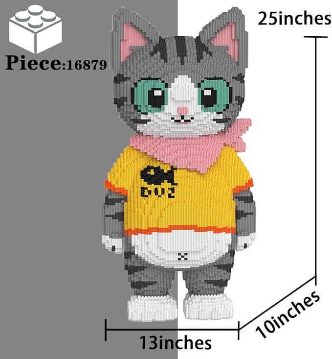 Cute Tuxedo Cat Animal Micro Building Blocks Set (16879Pieces) Big Cat Building Blocks Kit.Cat Lover Gifts for Adults and KidsBoys &amp Girls Age 8+