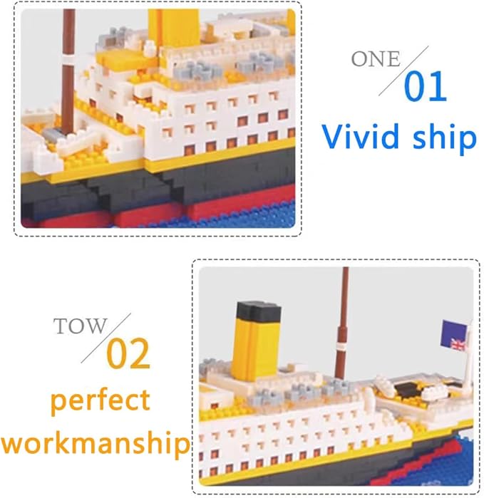 Titanic Ship Model Building Block Set 3D Puzzle Sets DIY Educational ToysMini Bricks Toy Micro Blocks Ideal Gift for Kids &amp Adults 1860PCS