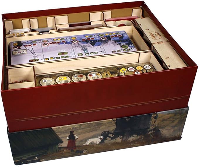 The Broken Token Game Organizer Compatible with Scythe Legendary Expansion - Wooden Game Organizing Box with Multiple Trays