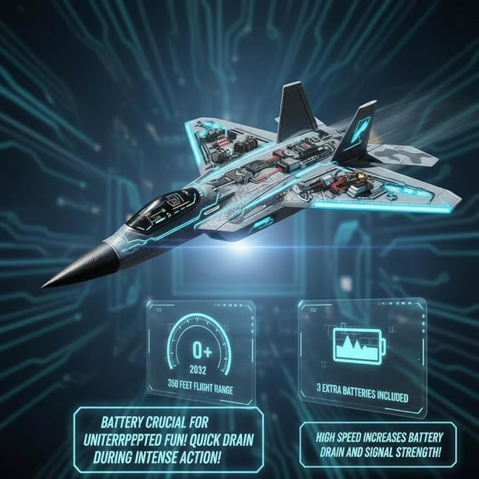 Rc Plane Jet Extra 3 Battery Remote Control Airplane 2025 Christmast Gift- New Planes Model Led Light Aircraft Fighter Army Toy with Easy to Flying Toys for Boys and Girls