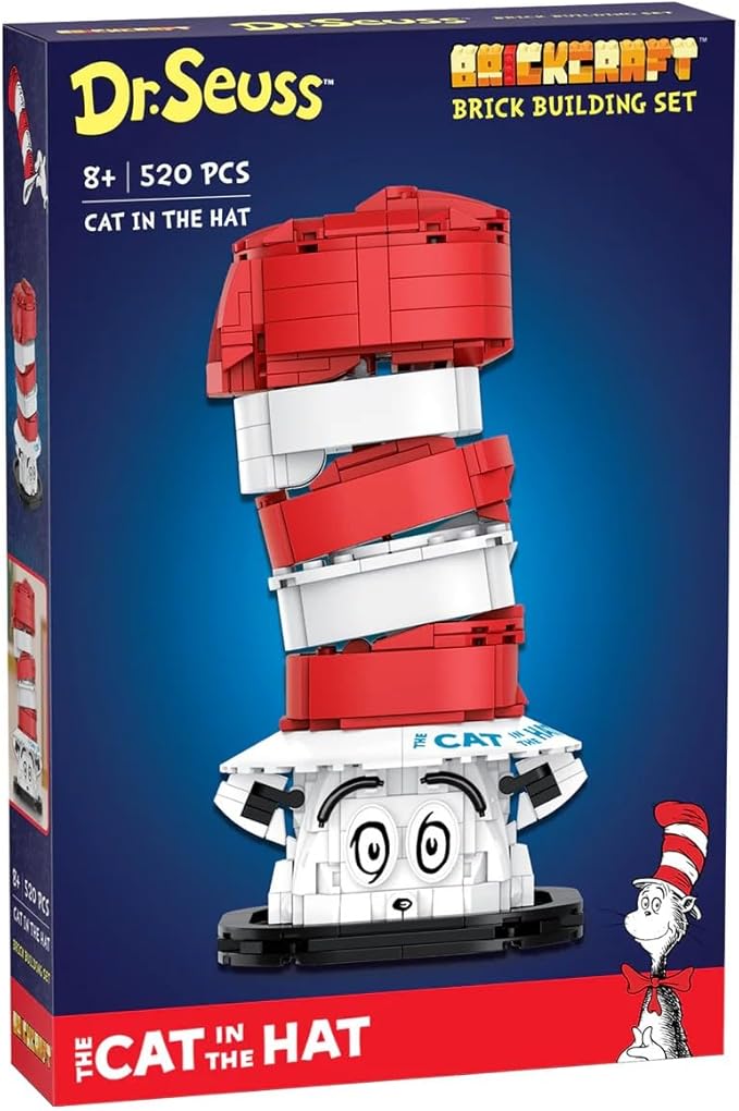 Brickcraft Officially Licensed Dr. Seuss Cat in The Hat Bust with Printed Parts Includes 556 Pieces Multicolored Brick Building Set
