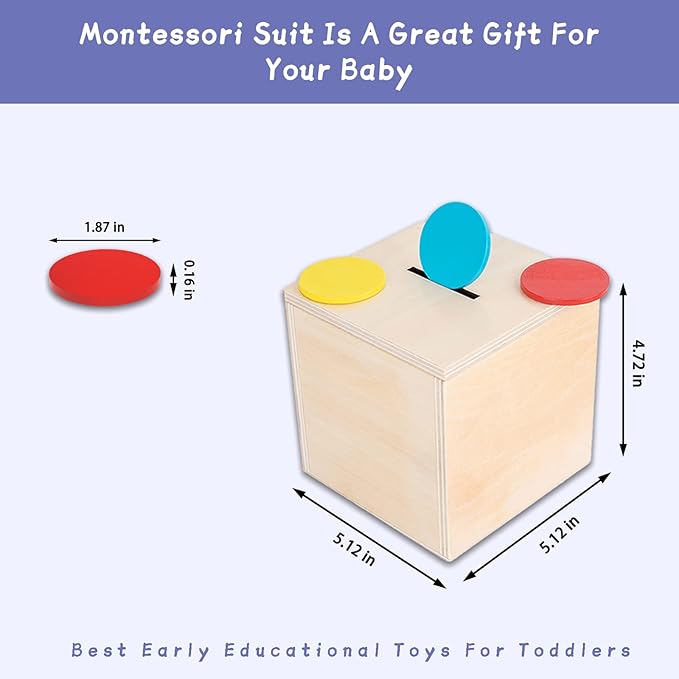 Adena Montessori 4 in 1 Wooden Play Kit Baby ToysObject Permanence BoxMatchstick Color Drop GameCarrot Harvest and Coin BoxBall Drop Toy for Kid 123 Year OldGirl Boy Gift for Baby 6-12 Month