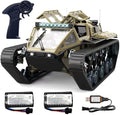 RC Tank Car 1:16 Remote Control Crawler 10KM/H High Speed Tank 2.4Ghz RC Rock Crawler Off-Road 4WD 360°Rotating Drifting Car with 2 Batteries Military Truck Toy for Kids