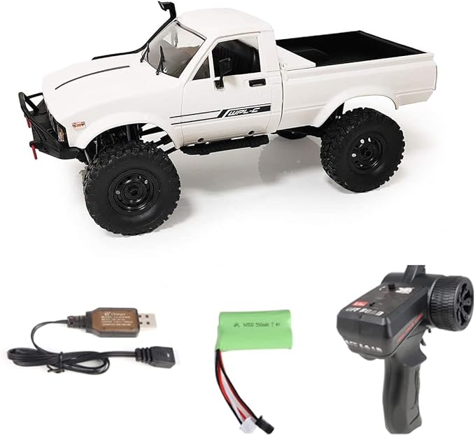 YIKESHU RC Crawler Offroad RC Truck 4x4 Remote Control Rock Crawler WPL C24-1 Pickup Trucks with Led Light 2.4 Ghz 1/16 Scale All Terrain Car Brushed RTR Pickup for Adults