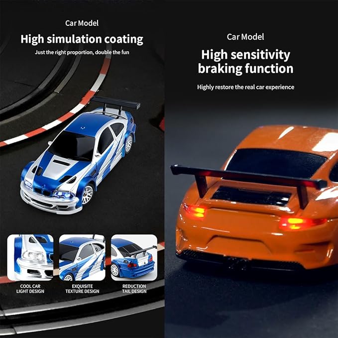 1:43 Scale Mini RC Drift Car with LED Lights Electric 2.4G Remote Control Racing Car Full Proportional 15KM/H High-Speed Vehicle for Hobbyists &amp Adults -RTR Gyro Version