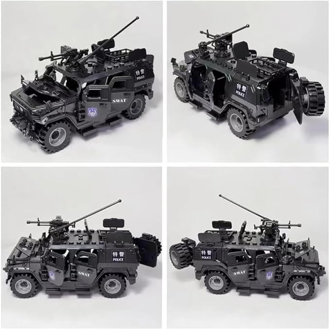 Military Vehicles Building Blocks Sets Compatible with Lego Military Armored Vehicle Set Army Model Kit STEM Toys for Boys Kids and Teens Ages 8-14 (Black)