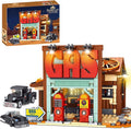 39118 Cowboy City Gas Station Building Blocks with LED Lights 1754 PCS Wild West Vintage Fuel Station Architecture Kit for Adults Western Street Scene Model