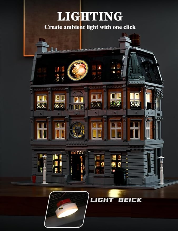 New York Sanctorum Sanctums Architecture Modular Bulding Set with Light Movie Themed Scenes Building Sets Collectible or Home Office Display Ideas Gift for Adult and Film Fans（6619pcs）
