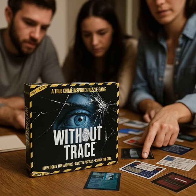 Without Trace - Escape Room Strategy Puzzle Board Game. Immersive Detective Investigation Murder Mystery True Crime Challenge for Adults Teens Couples Date Nights or Solo. 1-4 Players.