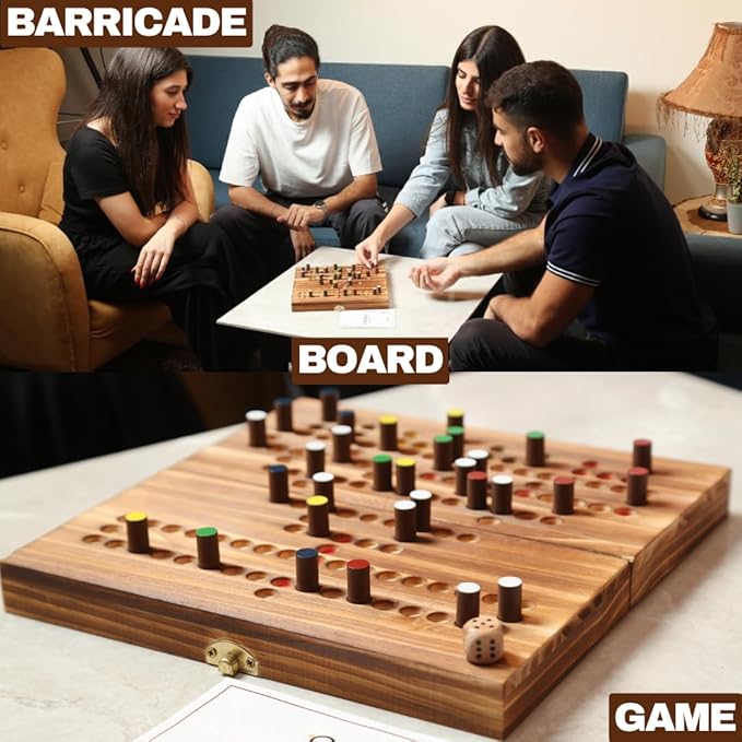 Barricade Board Game - Malefiz Game - 2025 Dice Games - 2-4 Player Competitive Strategy Game - Fast Board Game Fun Wooden Dice Game for Family &amp Friends - Adults Games Wood Games